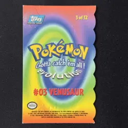 Venusaur #03 Topps 3 of 12 Die Cut Evolution (Blue Logo) Pokemon 1999 Vintage - Image 2