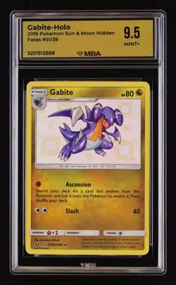 2019 Pokemon Sun & Moon Hidden Fates: #SV39 Gabite-Holo MBA 9.5 MINT+ - Image 1