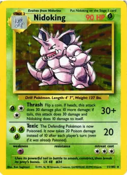 Pokemon TCG Nidoking Base Set Holo Unlimited Rare 11/102 DMG - Image 1