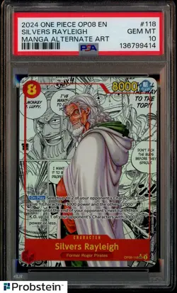 2024 One Piece OP08 EN Manga Alternate Art #118 Silvers Rayleigh PSA 10 GEM MINT - Image 1