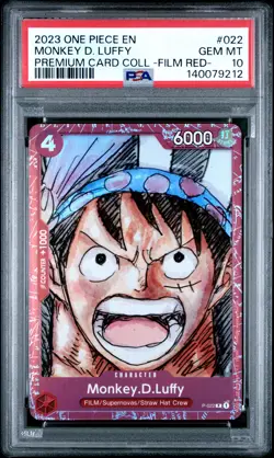 2023 ONE PIECE PREM CARD COLL -ONE PIECE FILM RED- #022 MONKEY D. LUFFY PSA 10 - Image 1