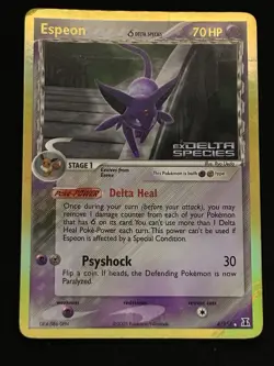 Pokemon Espeon Delta Species Reverse Holo 4/113 Holo Rare 70 HP Psyshock Card - Image 1