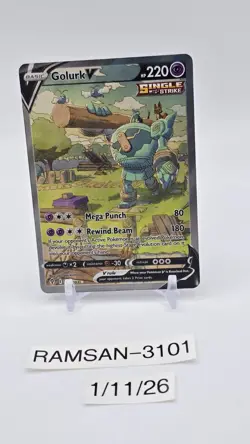 Pokemon TCG Evolving Skies Golurk v Holo Card Alternative Art Ultra Rare 182/203 - Image 1