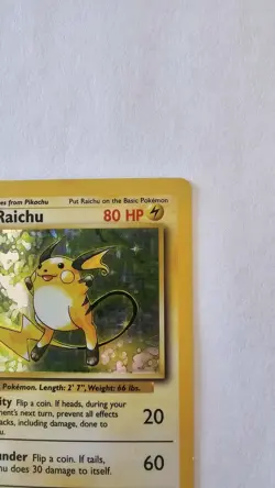 Pokemon TCG Raichu Base Set Holo Unlimited Rare Card 14/102 LP - Image 3