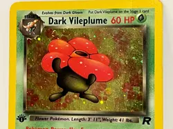 2000 Pokemon TCG Team Rocket DARK VILEPLUME HOLO Rare 13/82 1st Ed. HP/Damaged - Image 2