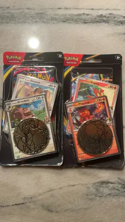Pokemon TCG Phantasmal Flames - 2x Premium Checklane Blister (Greedent+Magcargo) - Image 1