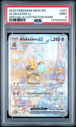 2023 POKEMON MEW EN-151 SPECIAL ILLUSTRATION RARE #201 ALAKAZAM EX PSA 9 - Image 1