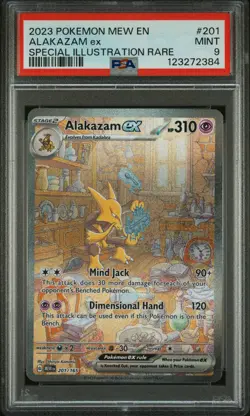 2023 POKEMON MEW EN-151 SPECIAL ILLUSTRATION RARE #201 ALAKAZAM EX PSA 9 - Image 1