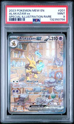 2023 POKEMON MEW EN-151 SPECIAL ILLUSTRATION RARE #201 ALAKAZAM EX PSA 9 - Image 1