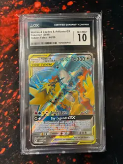 Pokemon TCG Moltres Zapdos Articuno GX Full Art Card 66/68 Hidden Fates CGC 10 - Image 1