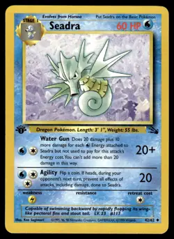 Pokemon TCG Fossil 1st Edition #42/62 Seadra LP+ - Image 1