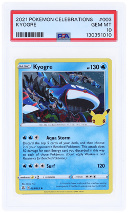 2021 Pokemon Celebrations Kyogre #3 PSA 10 - Image 1