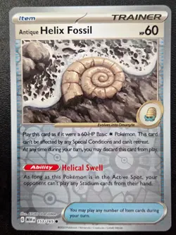 Pokemon TCG Antique Helix Fossil Common SV: Scarlet & Violet 151 153/165 NM - Image 1