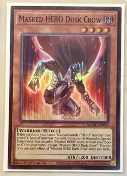 Yu-Gi-Oh! Masked Hero Dusk Crow MZMU-EN014 Super Rare 1st Ed. - Image 1