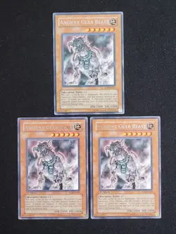 YuGiOh 2 x 1st Edition 1 x Unlimited Ancient Gear Beast TLM-EN007 Rare LP - Image 1