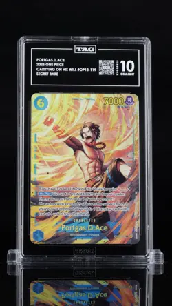 One Piece TAG 10 Portgas D. Ace OP13-119 SEC Carrying on His Will Secret Rare - Image 1