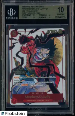 2025 One Piece Promos ST01012 Monkey D Luffy 3rd Anniversary Winner Prize BGS 10 - Image 1