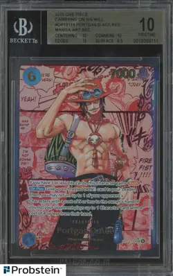 2025 ONE PIECE OP13 ENGLISH #119 PORTGAS.D.ACE RED MANGA ART SEC BGS 10 PRISTINE - Image 1