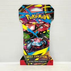 1x Mega Evolution Base Sealed Pokemon Card Sleeved Booster Pack - Image 1