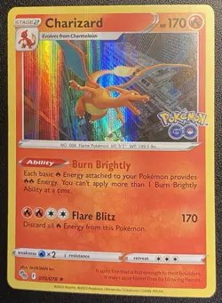 Charizard Holo Rare 010/078 Pokemon TCG SWSH Pokemon Go Holo Rare NM - Image 1
