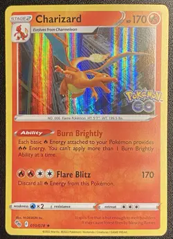 Charizard Holo Rare 010/078 Pokemon TCG SWSH Pokemon Go Holo Rare NM - Image 2