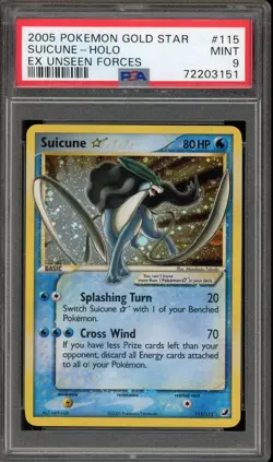 Pokemon Suicune Gold Star EX Unseen Forces Holo Ultra Rare #115 PSA 9 Mint - Image 1