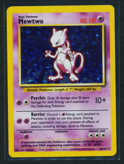 Mewtwo 10/102 Holo Rare Pokemon 1999 Unlimited Base Set LP - Image 1
