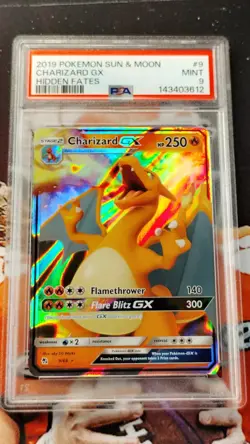 Charizard GX PSA 9 MINT 2019 Pokemon Sun & Moon Hidden Fates 9/68 - Image 1