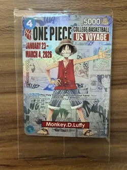 One Piece Monkey D. Luffy College Basketball US Voyage Promo Card P-055 Sealed - Image 1