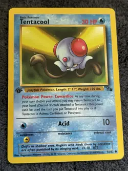 1st Edition Tentacool 56/62 Fossil Set Rare Vintage 1999 Pokemon Card - NM - Image 1