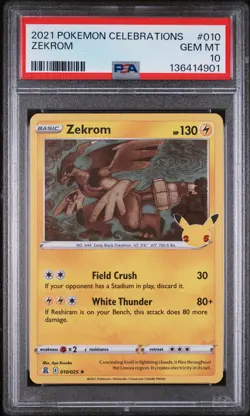2021 POKEMON CELEBRATIONS #010 ZEKROM PSA 10 - Image 1