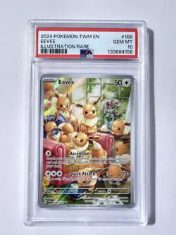2024 POKEMON TWM EN-TWILIGHT MASQUERADE EEVEE 188/167 | ILLUSTRATION RARE PSA 10 - Image 1