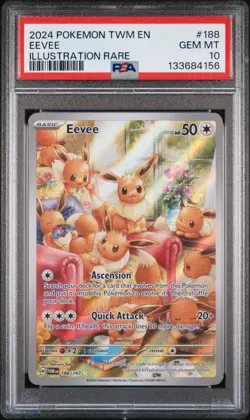 2024 POKEMON TWM EN-TWILIGHT MASQUERADE EEVEE 188/167 | ILLUSTRATION RARE PSA 10 - Image 3