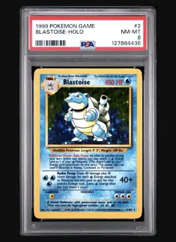 1999 POKEMON GAME BLASTOISE HOLO CARD 2/102 BASE SET PSA 8 NM-MT - Image 1
