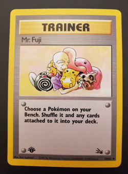 1st Edition Pokemon TCG Fossil Mr. Fuji Trainer #58/62 Uncommon Vintage Card LP - Image 1