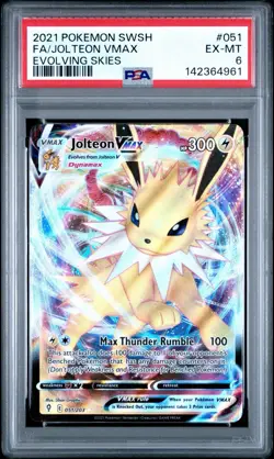 2021 POKEMON SWORD & SHIELD EVOLVING SKIES #051 FULL ART/JOLTEON VMAX PSA 6 - Image 1