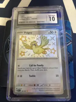 CGC Graded Baby Shiny Pidgey Pokemon 2024 Paldean Fates 196/091 Gem Mint 10 Slab - Image 1