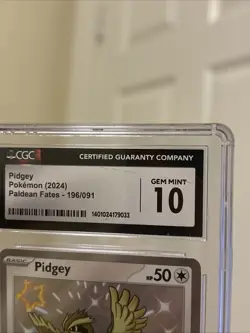 CGC Graded Baby Shiny Pidgey Pokemon 2024 Paldean Fates 196/091 Gem Mint 10 Slab - Image 3