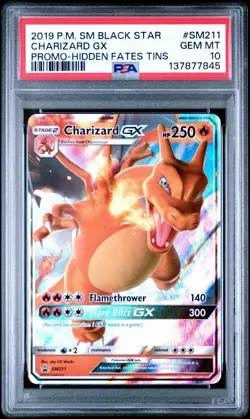 2019 POKEMON SM BLACK STAR PROMO HIDDEN FATES TINS #SM211 CHARIZARD GX PSA 10 - Image 1