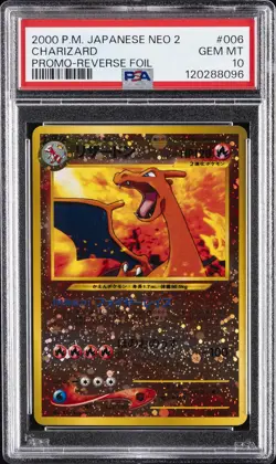 2000 POKEMON JPN NEO 2 PROMO REVERSE FOIL #006 CHARIZARD PSA 10 - Image 1