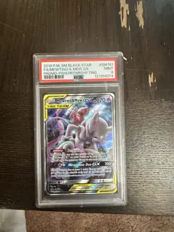 2016 POKEMON SM BLACK STAR PROMOS #SM191 MEWTWO & MEW PSA 9 - Image 1