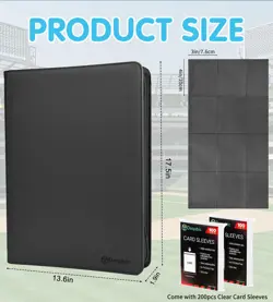 DEQADIC 16 Pocket Card Binder, 1000+ Trading Card Album Folder, Side Loading ... - Image 3