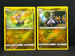 Pokemon Tcg Jangmo-o 75/111 & Hakamo-o 76/111 Crimson Invasion Reverse Holo - Image 1