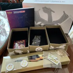 CHARIZARD UPC Pokemon TCG: Sword and Shield Ultra Premium EMPTY BOX Plus Items - Image 1