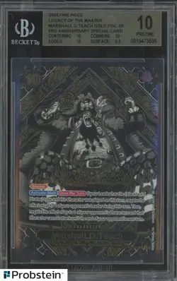 2025 ONE PIECE OP12 ENGLISH #093 MARSHALL.D. TEACH 3RD ANNIVERSARY GOLD BGS 10 - Image 1