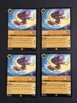 Disney Lorcana Stitch Carefree Surfer Legendary Non-foil Fabled Qty 4 - Image 1