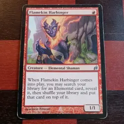 Mtg Flamekin Harbinger MP/LP Lorwyn Elemental Tutor Card - Image 1
