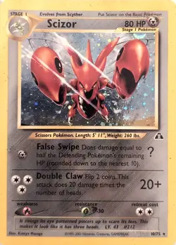 Scizor 10/75 Neo Discovery Holo Foil Pokemon Card 2001 Vtg - Image 1