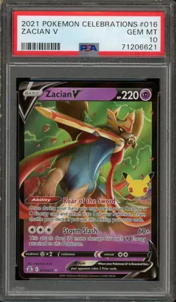 2021 POKEMON CELEBRATIONS #016 ZACIAN V PSA 10 GEM MINT - Image 1