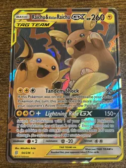 Pokemon TCG Raichu & Alolan Raichu GX 54/236 NM - Image 1